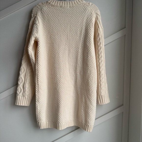 Uniqlo Cream Crew-Neck Long-Sleeved Mini Dress Cable Knit Sweater size S - Picture 4 of 6